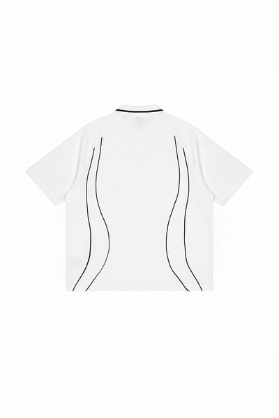 Men's Street Boxy Contrast Piping Short Sleeve Cotton Polo