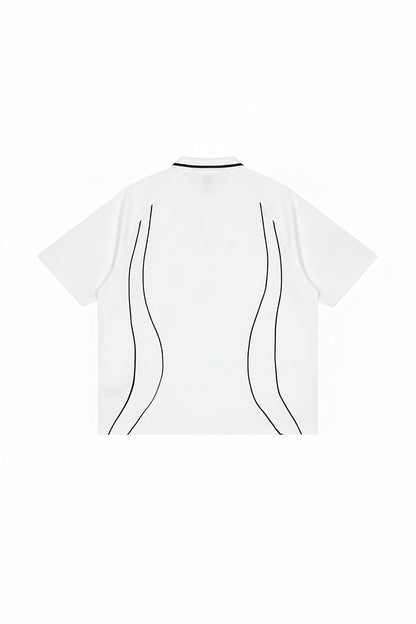 Men's Street Boxy Contrast Piping Short Sleeve Cotton Polo