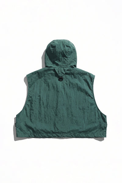 Men's Summer Hooded Multi-Pocket Cropped Utility Cargo Vest
