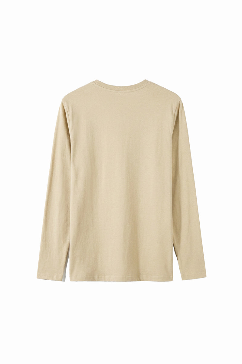 Men's Fall Combed Cotton Solid Crewneck Long-Sleeve T-Shirt