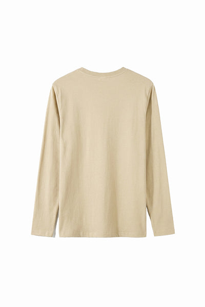 Men's Fall Combed Cotton Solid Crewneck Long-Sleeve T-Shirt