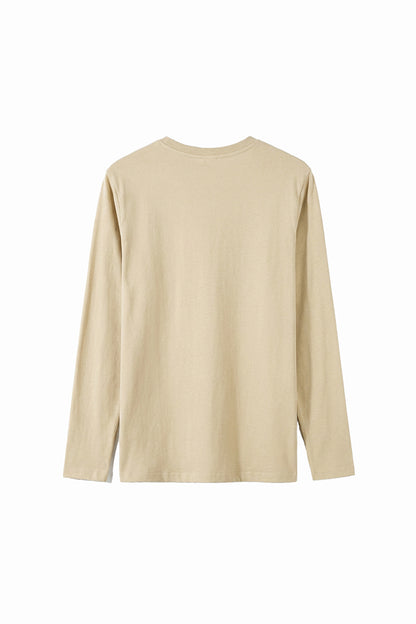Men's Fall Combed Cotton Solid Crewneck Long-Sleeve T-Shirt