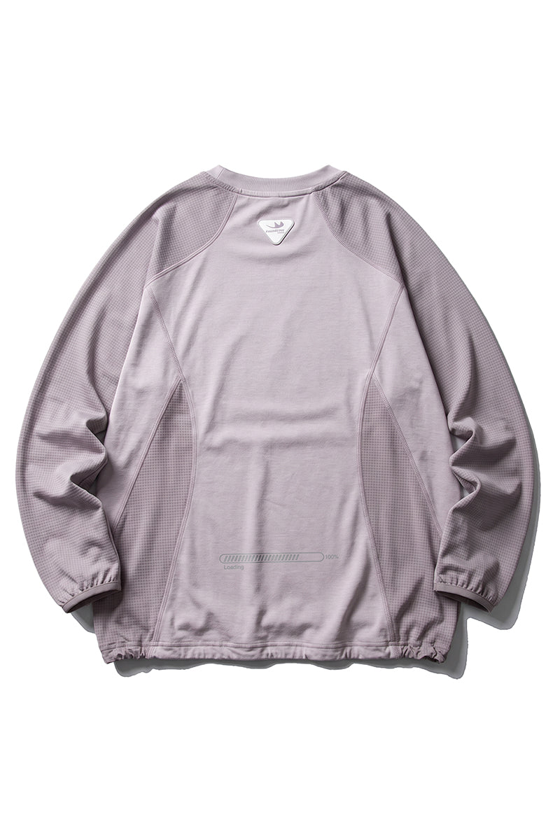 Unisex Fall Mesh Spliced Crew Neck Sports Long Sleeve Top