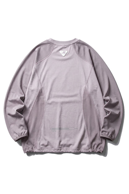 Unisex Fall Mesh Spliced Crew Neck Sports Long Sleeve Top