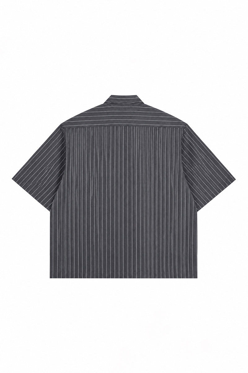Men's Summer Cropped Vertical-Stripe Stretch Casual Shirt