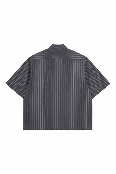 Men's Summer Cropped Vertical-Stripe Stretch Casual Shirt