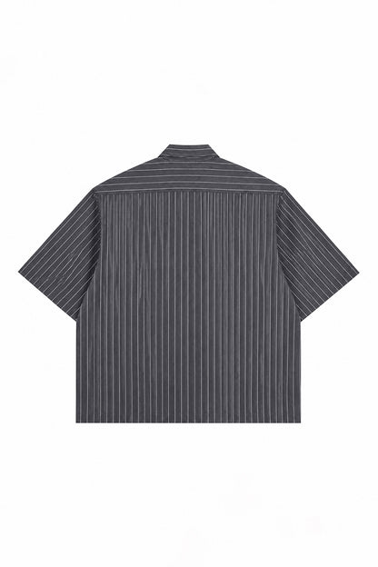 Men's Summer Cropped Vertical-Stripe Stretch Casual Shirt