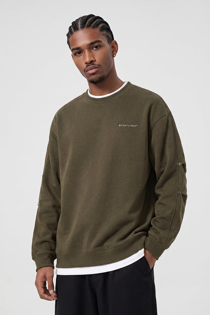 Men's Fall Winter Layered Snap-Button Crewneck Sweatshirt