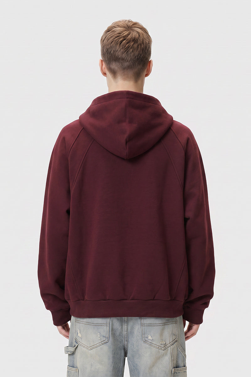 Men Fall 3D Paneled Half Zip High Collar Hoodie
