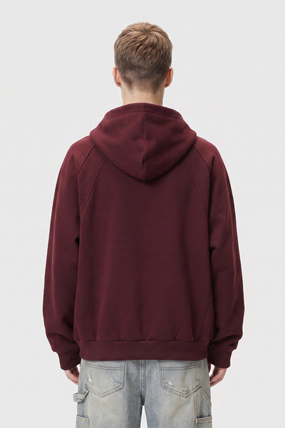 Men Fall 3D Paneled Half Zip High Collar Hoodie