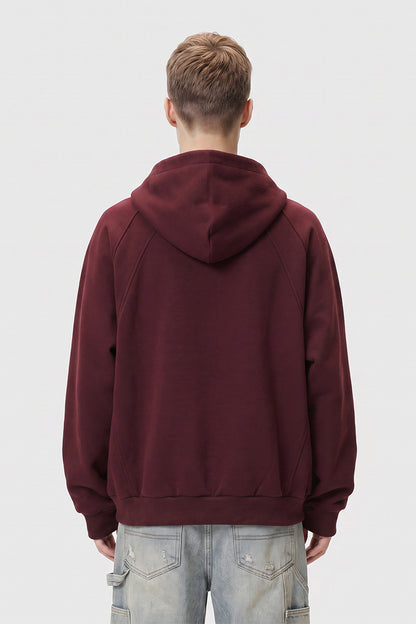 Men Fall 3D Paneled Half Zip High Collar Hoodie