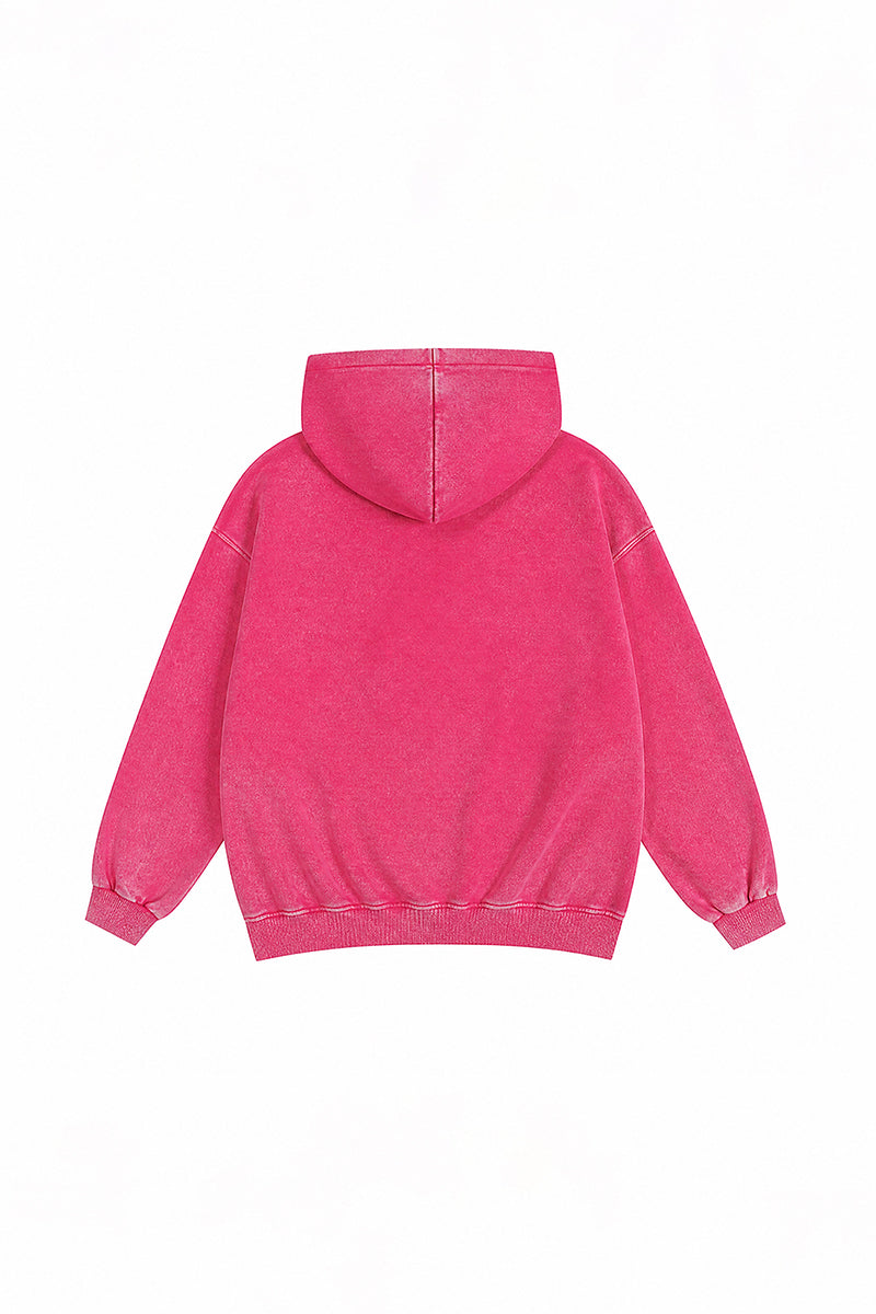 Unisex Fall Winter Vintage Washed Zip-Up Pocket Hoodie