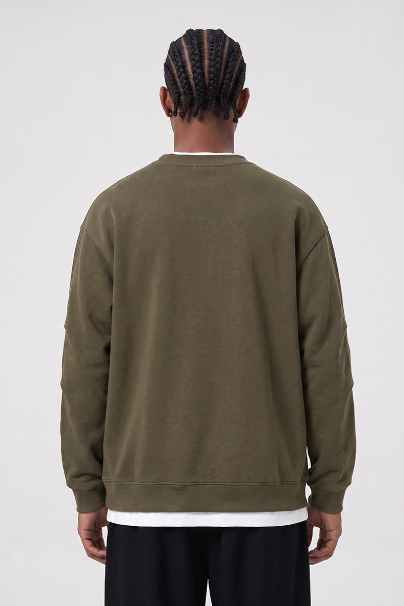 Men's Fall Winter Layered Snap-Button Crewneck Sweatshirt