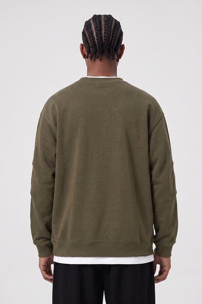 Men's Fall Winter Layered Snap-Button Crewneck Sweatshirt