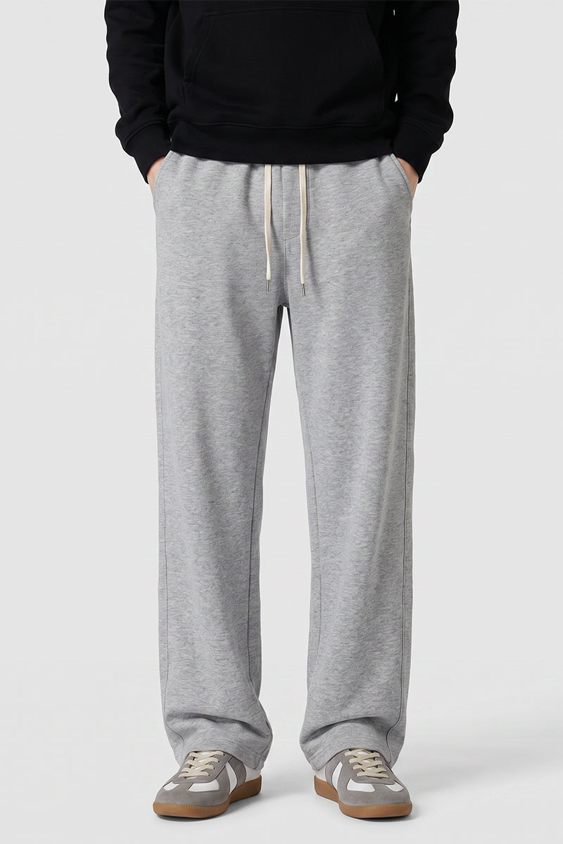 Men's Spring Heather-Grey Straight-Leg Cotton Sweatpants