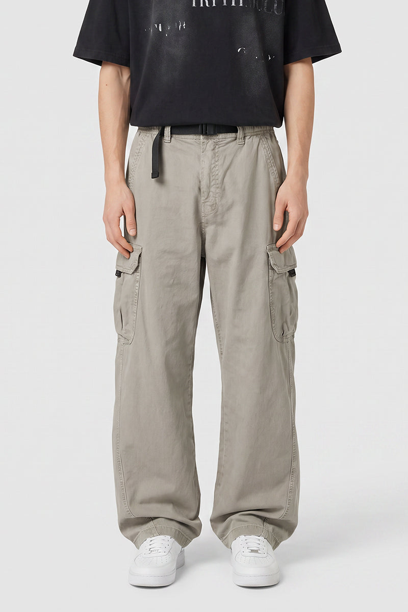 Men's Spring Multi-Pocket Wide-Leg Cotton Cargo Pants
