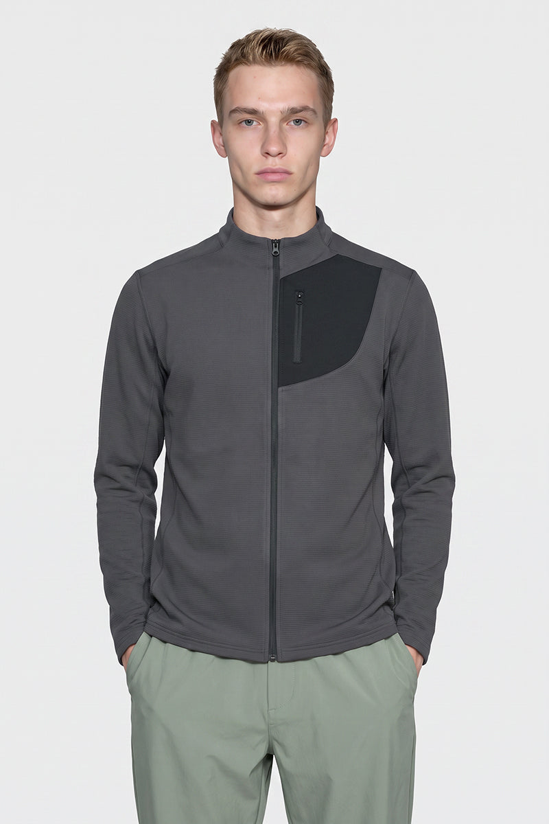 Men's Spring Textured Stretch Full-Zip Hiking Jacket