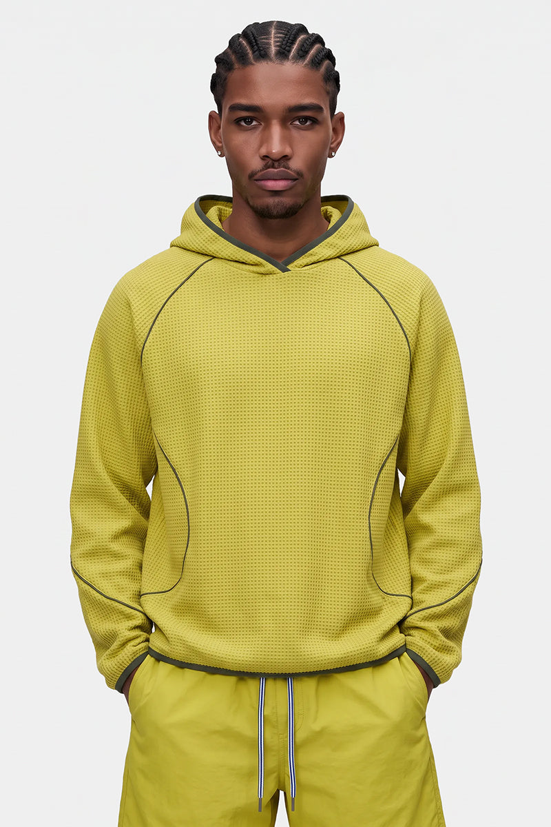 Men Fall Waffle Outdoor Pullover Hoodie
