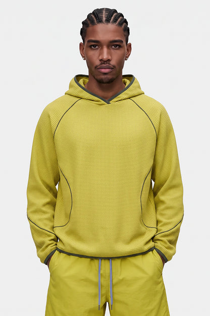 Men Fall Waffle Outdoor Pullover Hoodie