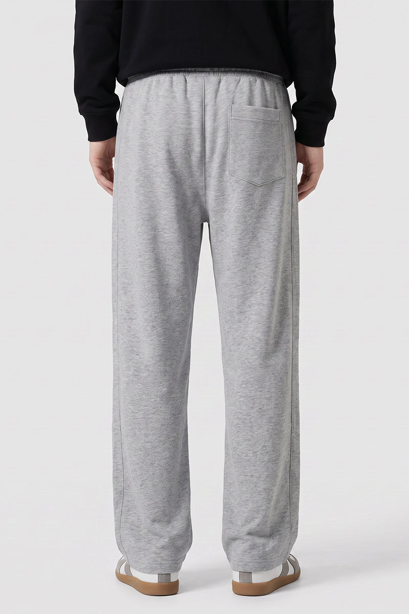 Men's Spring Heather-Grey Straight-Leg Cotton Sweatpants