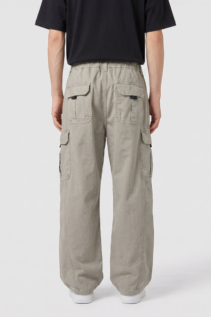 Men's Spring Multi-Pocket Wide-Leg Cotton Cargo Pants