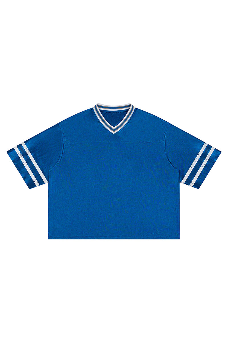 Men's Summer Striped V-Neck Breathable Athletic T-Shirt