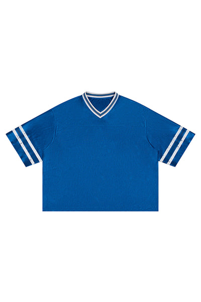 Men's Summer Striped V-Neck Breathable Athletic T-Shirt