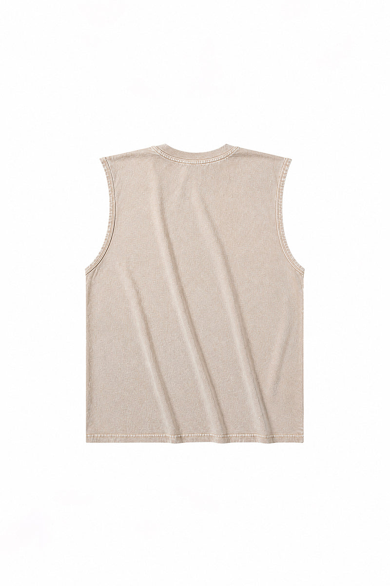 Men's Summer Vintage Washed Raw-Edge Sleeveless Tank Top