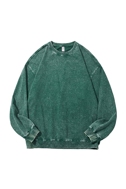 Men Fall Washed Vintage Raglan Crew Neck Sweatshirt