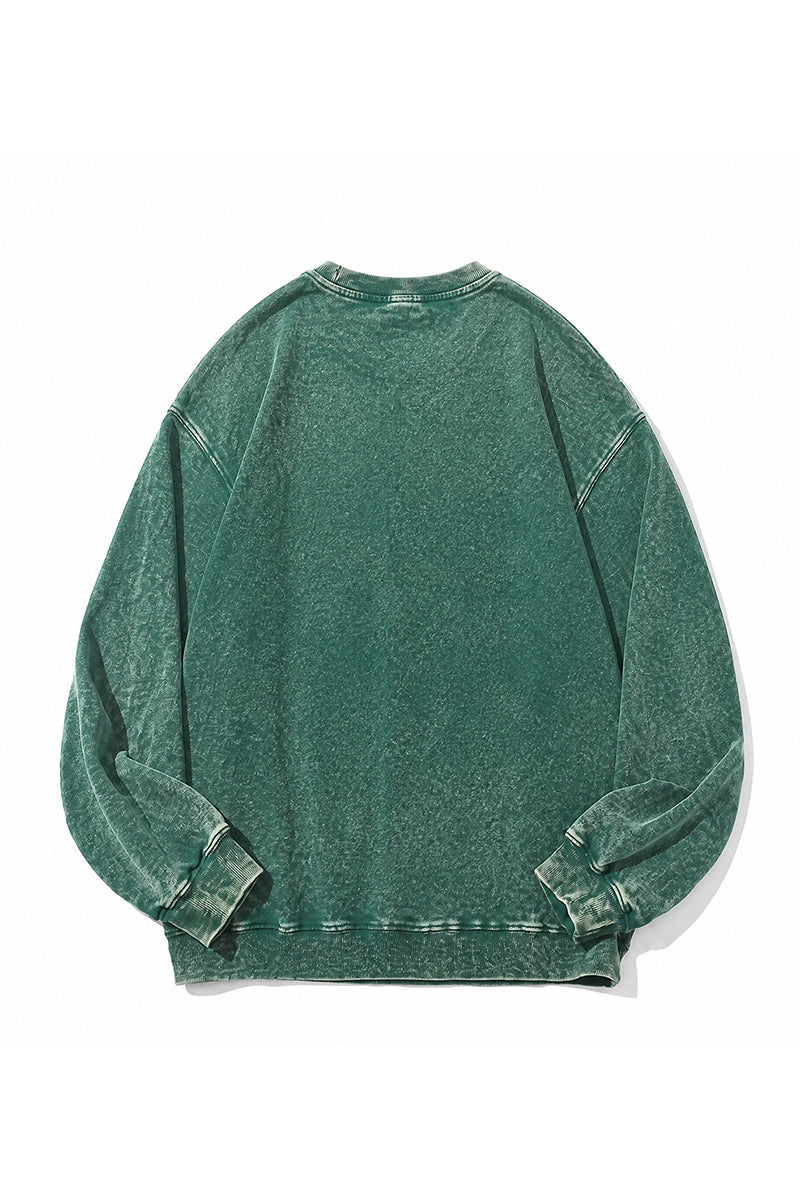 Unisex Fall Washed Vintage Raglan Crew Neck Sweatshirt
