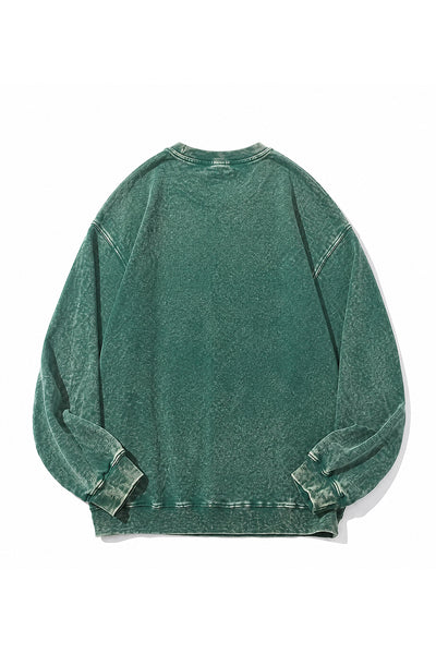 Unisex Fall Clothing Washed Raglan Crew Neck Sweatshirt