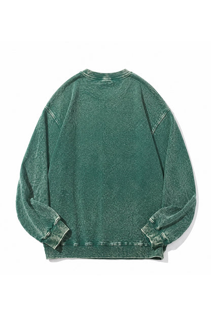 Unisex Fall Washed Vintage Raglan Crew Neck Sweatshirt