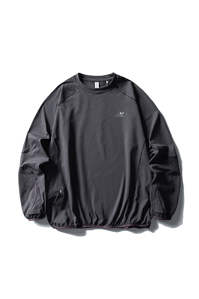 Men Fall Contrast Stitch Crew Neck Long Sleeve Top