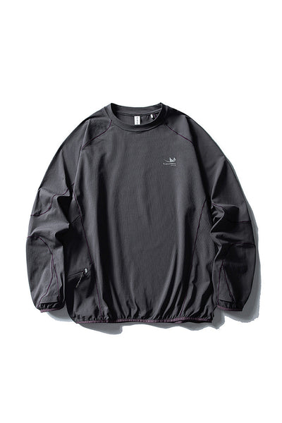 Men Fall Contrast Stitch Crew Neck Long Sleeve Top