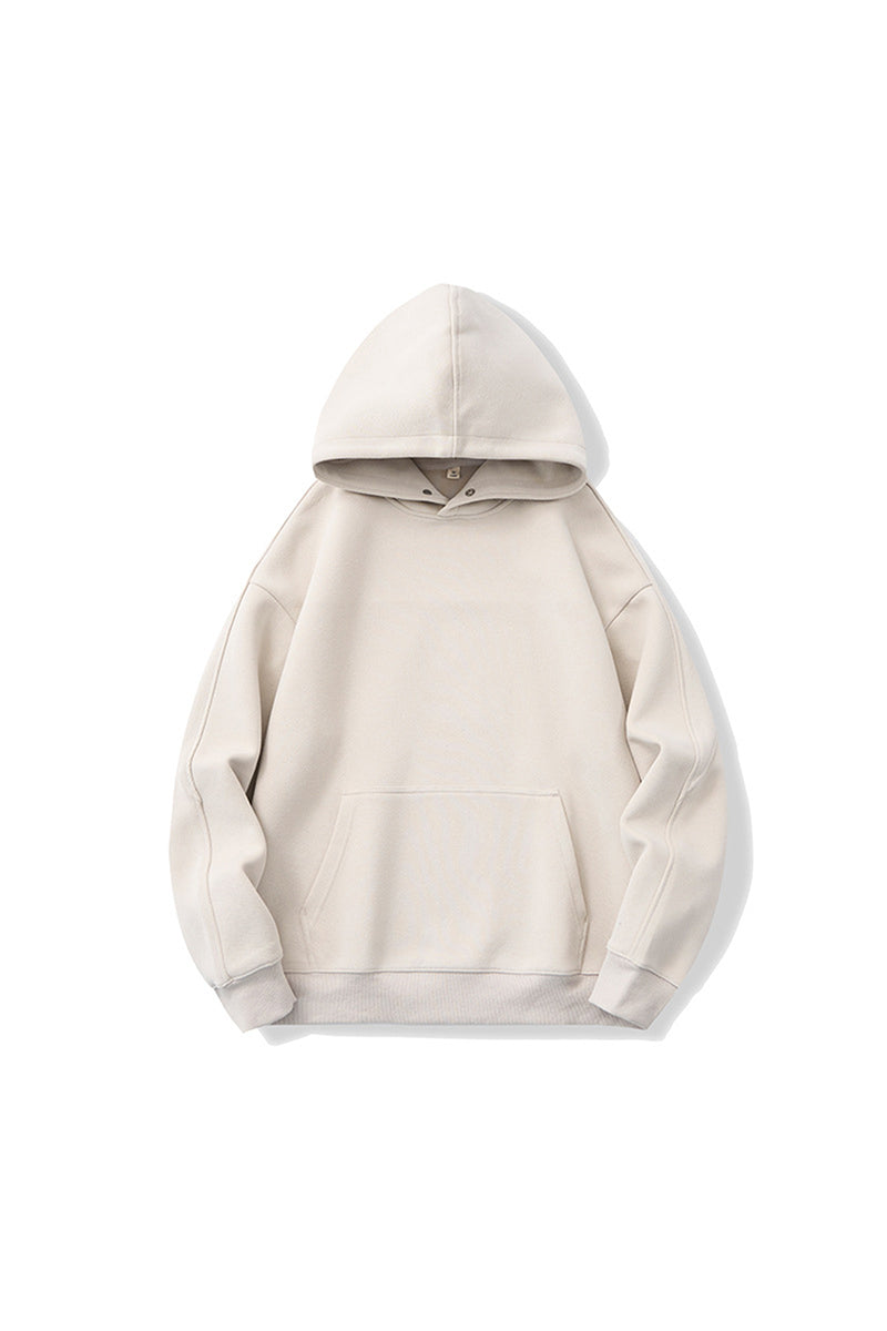 Men's Fall Winter Snap-Button Fleece Kangaroo-Pocket Hoodie