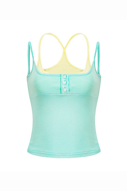 Women's Summer 2026 Colorblock Street Mock Layer Crop Tank