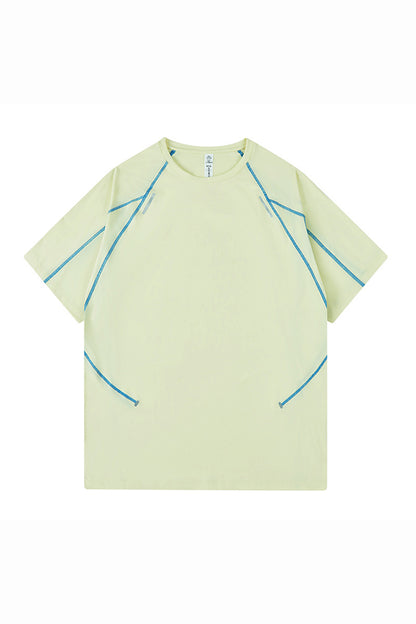 Men's Summer Reflective Contrast Quick-Dry Athletic T-Shirt