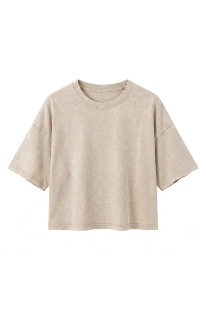 Women's Summer Washed Vintage Relaxed Crop T-Shirt