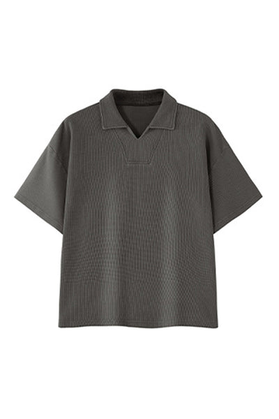 Women's Summer Old Money Heavy Waffle Snow Wash V-Neck Polo