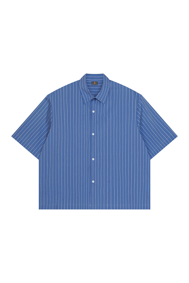 Men's Summer Cropped Vertical-Stripe Stretch Casual Shirt