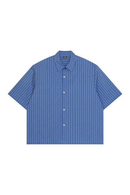 Men's Summer Cropped Vertical-Stripe Stretch Casual Shirt