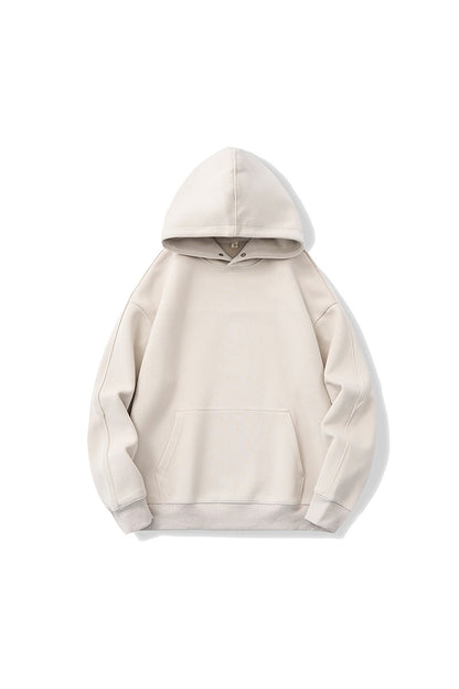 Unisex Fall Snap-Button Fleece Kangaroo-Pocket Hoodie