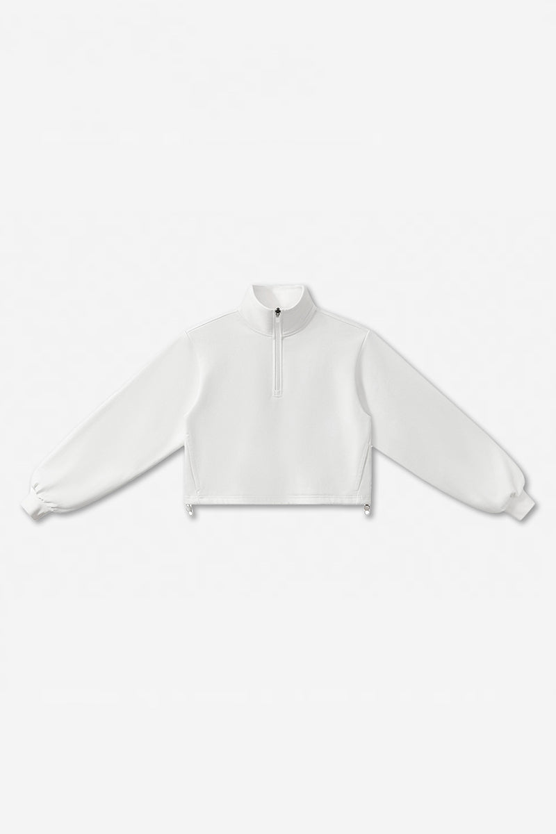 Women's Fall Winter Half-Zip Cropped Drawstring Sweatshirt