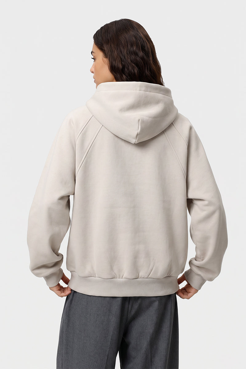 Women Winter Fleece Lined Half Zip High Collar Hoodie