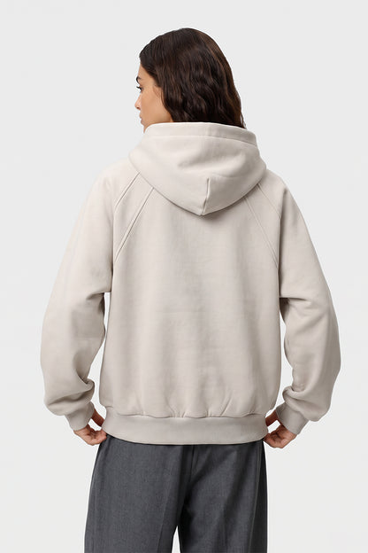 Women Winter Fleece Lined Half Zip High Collar Hoodie