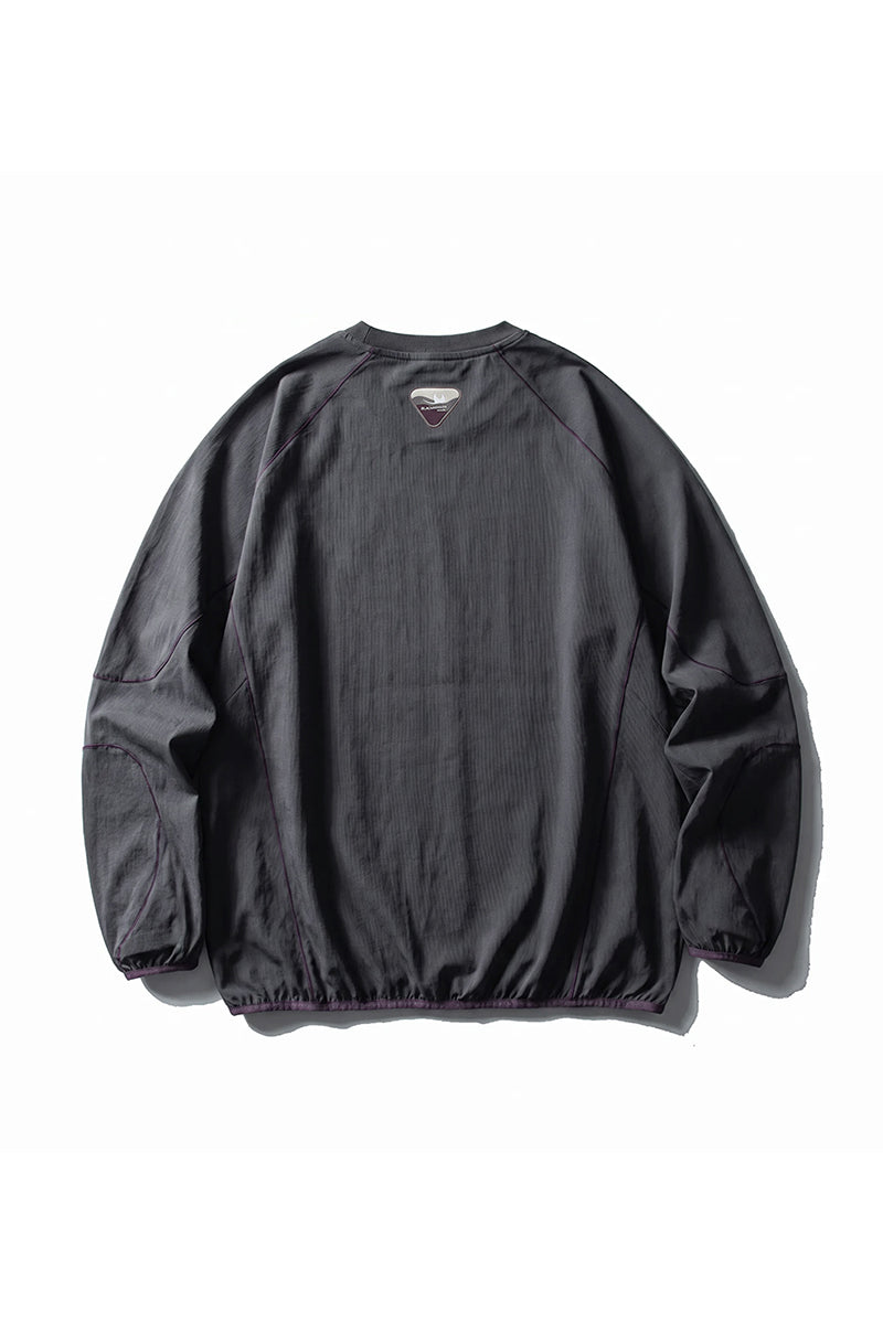 Women Fall Contrast Stitch Crew Neck Long Sleeve Top