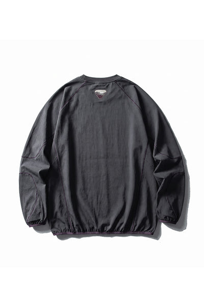 Women Fall Contrast Stitch Crew Neck Long Sleeve Top