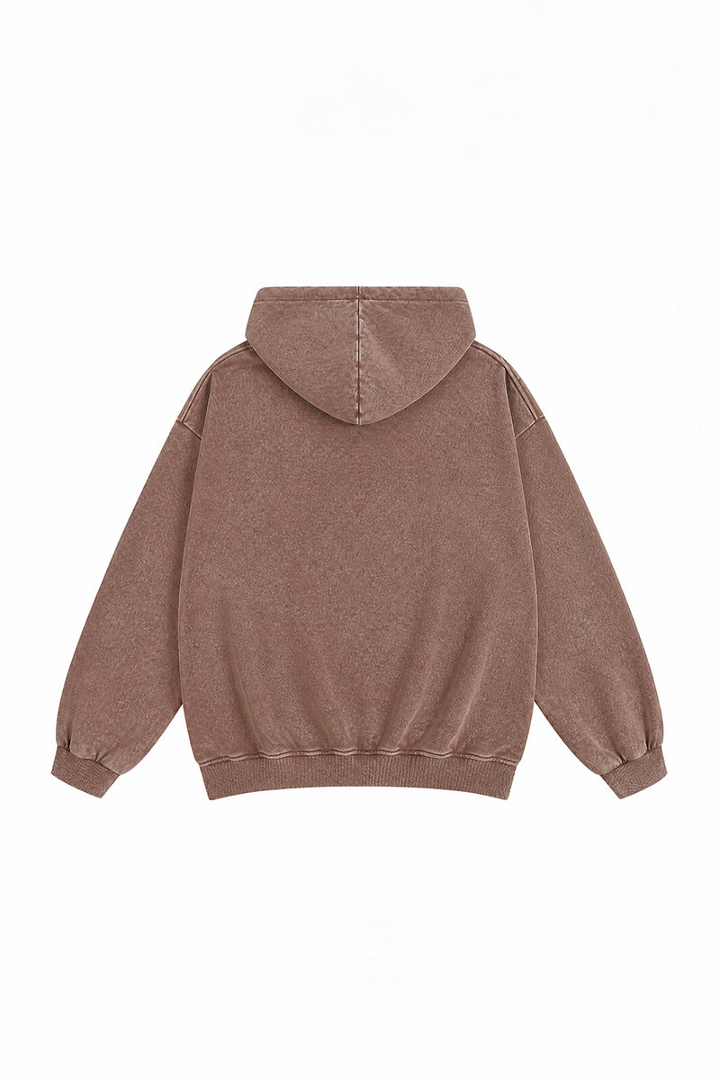 Men's Fall Winter Vintage Washed Zip-Up Pocket Hoodie