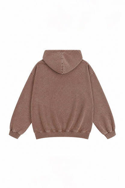 Women's Fall Winter Vintage Washed Zip-Up Pocket Hoodie