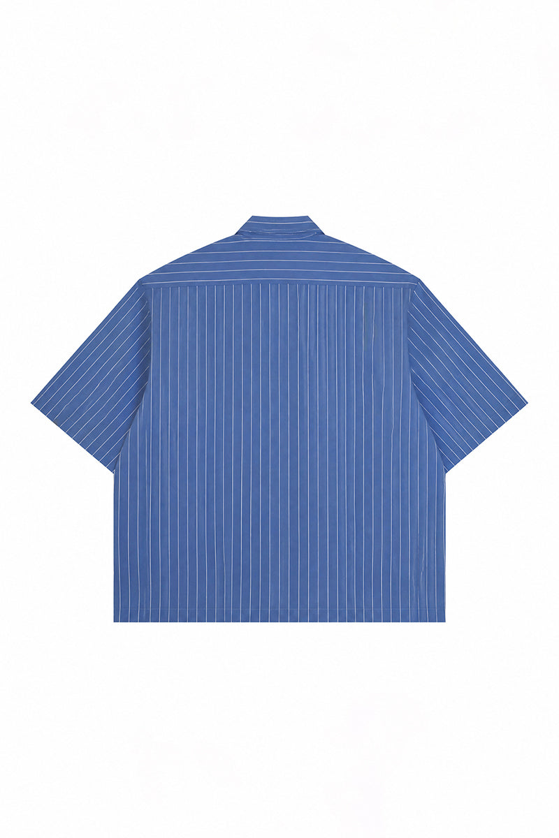 Men's Summer Cropped Vertical-Stripe Stretch Casual Shirt